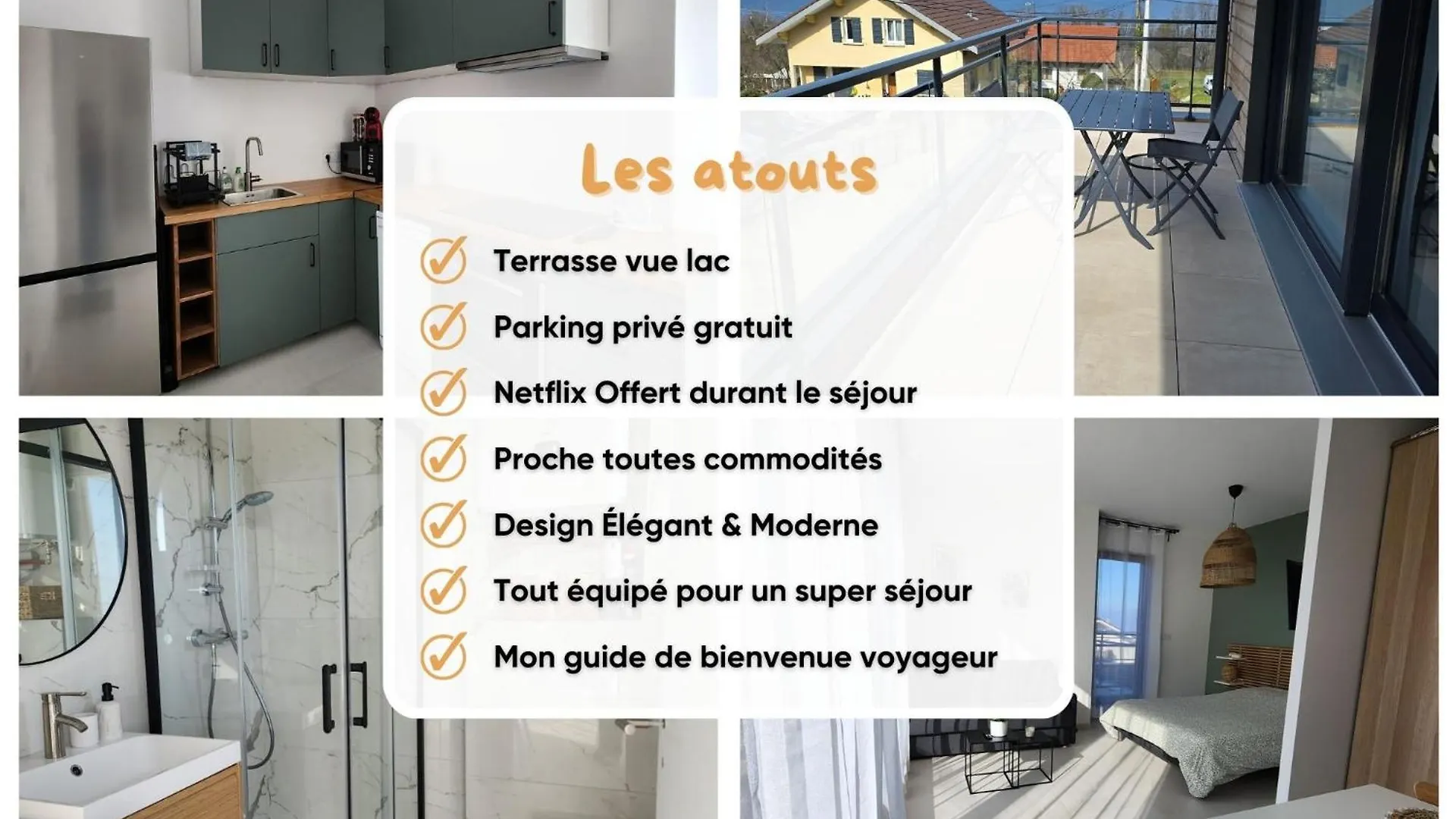 Apartment Studio Lumineux Avec Grande Terrasse Et Vue Lac, Parking Prive Lugrin